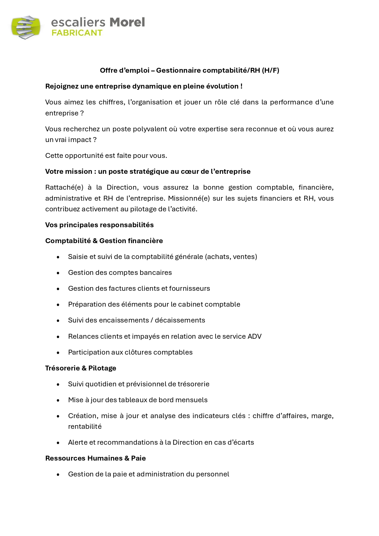 202605 Annonce Gestionnaire Comptabilite RH Escaliers Morel Page 0001